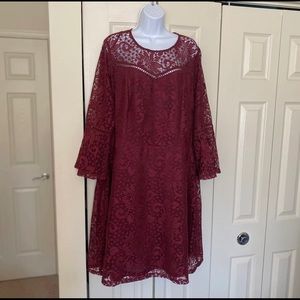 City Chic • Burgundy Floral Lace Dress